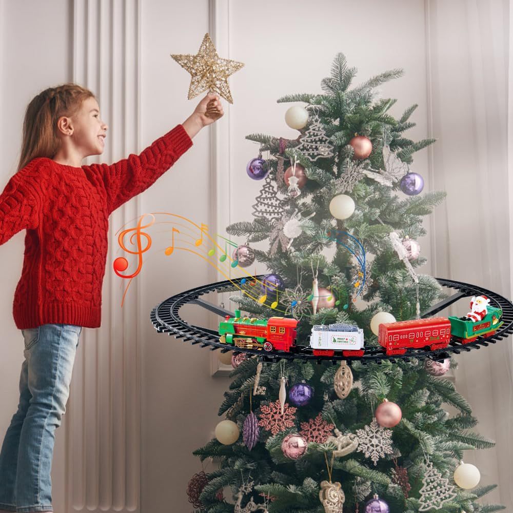 Hanging Christmas Tree Track Train Toy with Sound Effect Lighting