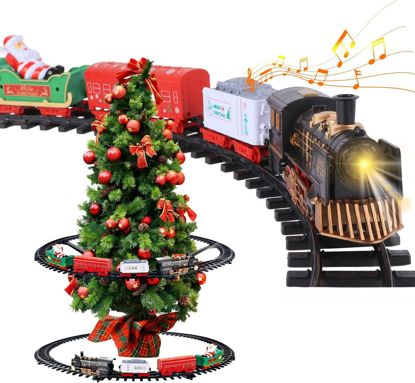 Hanging Christmas Tree Track Train Toy with Sound Effect Lighting