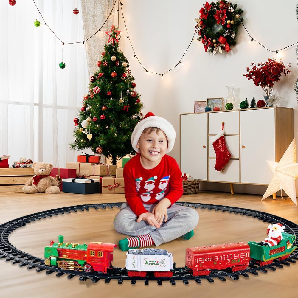 Hanging Christmas Tree Track Train Toy with Sound Effect Lighting