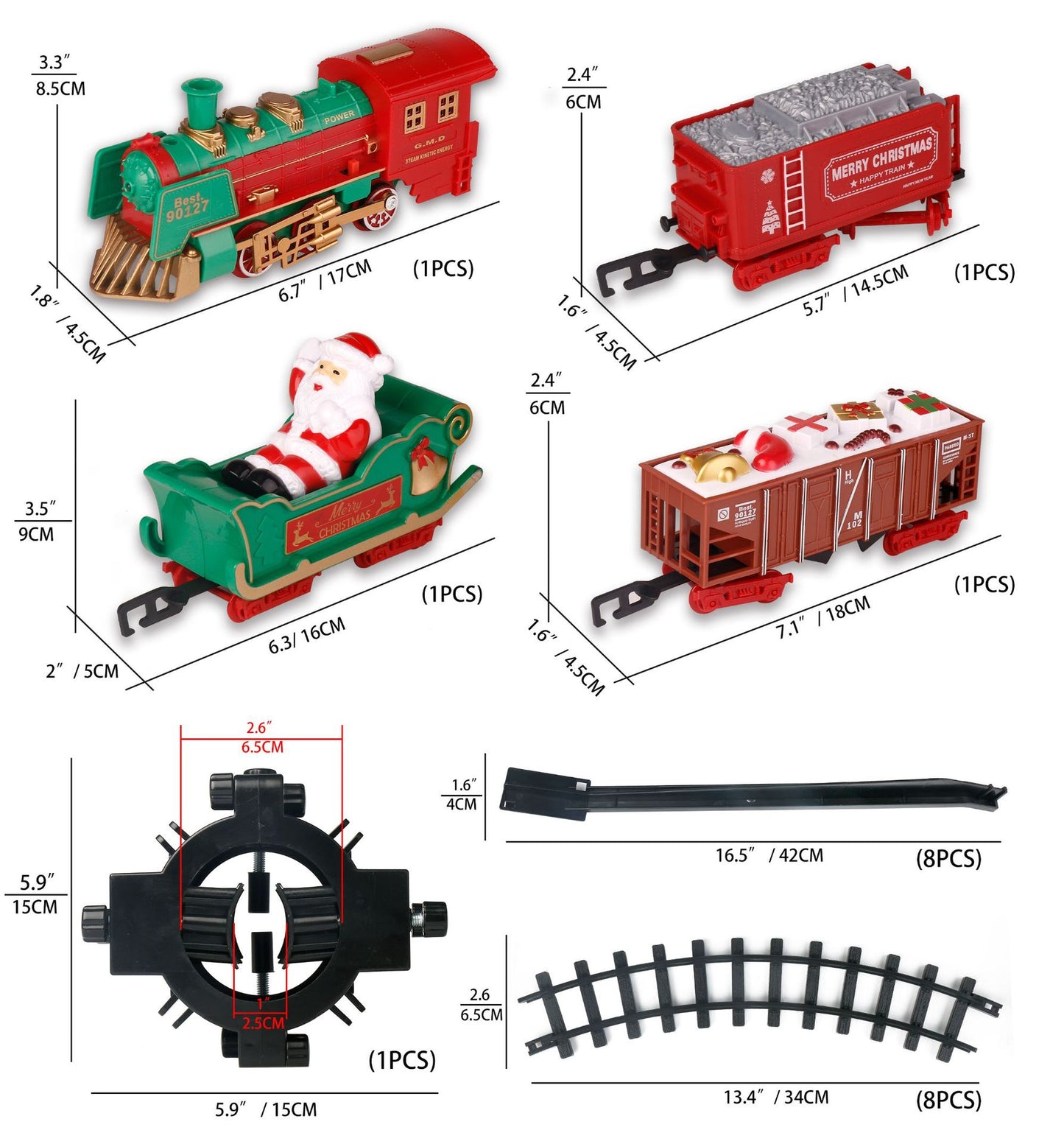 Hanging Christmas Tree Track Train Toy with Sound Effect Lighting